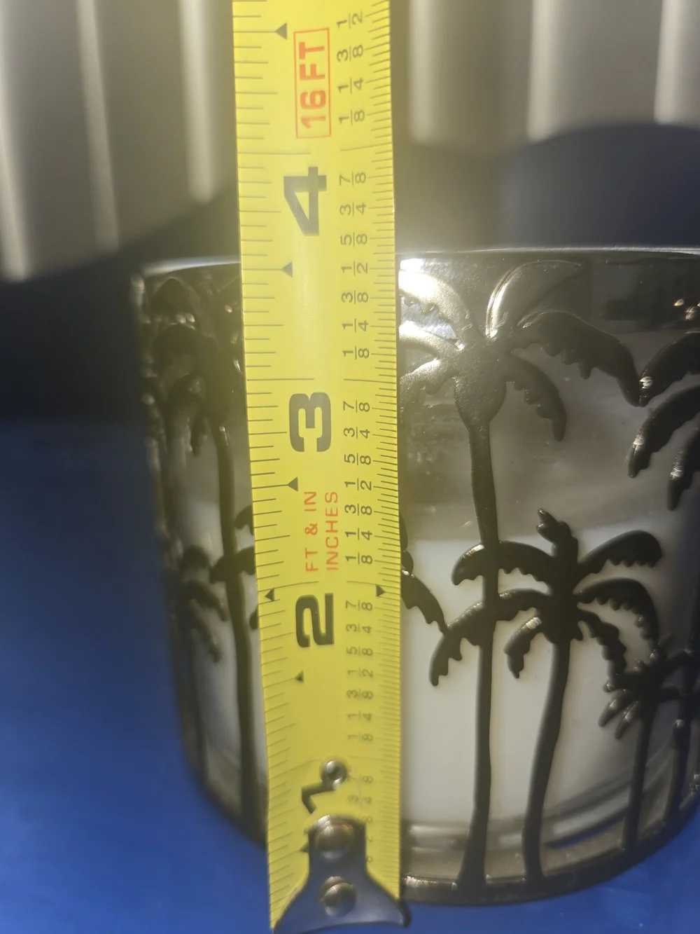 Metal Palm Tree Hurricane Candle Holder - Gold
